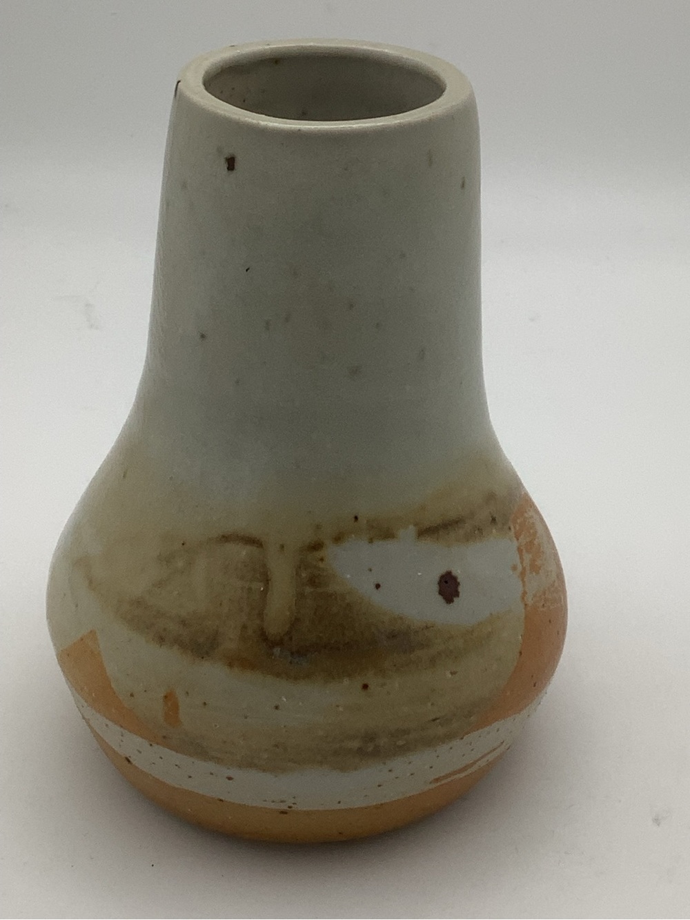Handcrafted Ceramic Vase in Cream and Brown